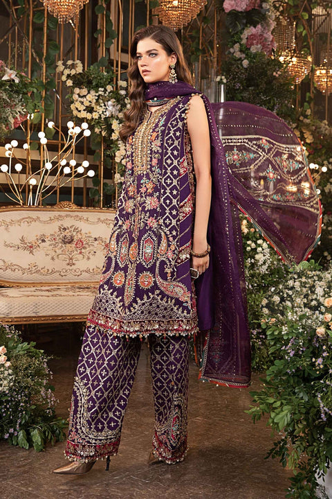 3 Piece Unstitched Embroidered Raw Silk Suit