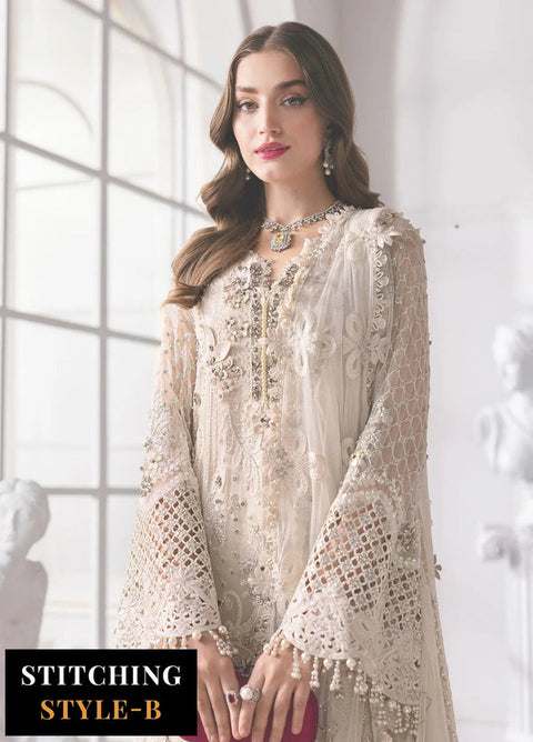 Elegant Off White Embroidered Unstitched 3-Piece Dress