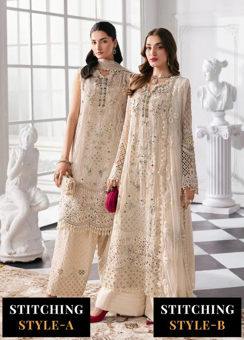 Elegant Off White Embroidered Unstitched 3-Piece Dress