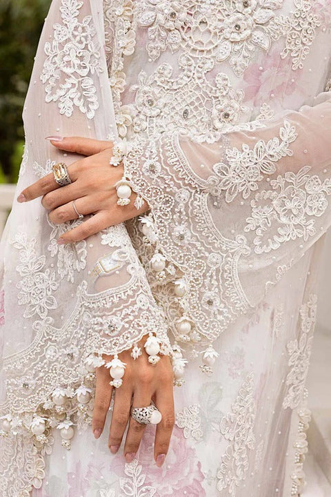 Off-White Embroidered Chiffon 3-Piece Suit