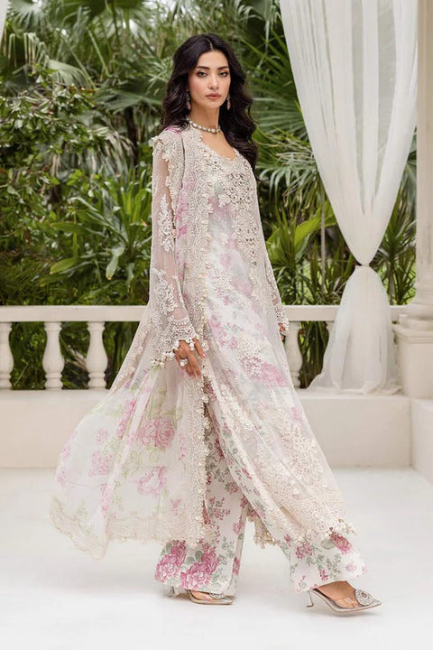 Off-White Embroidered Chiffon 3-Piece Suit
