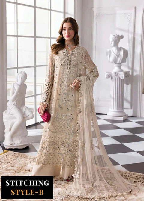 Elegant Off White Embroidered Unstitched 3-Piece Dress