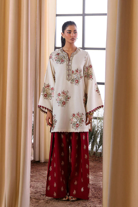 Crimson Bloom – Ivory Kurta Set