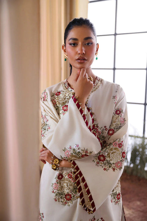 Crimson Bloom – Ivory Kurta Set